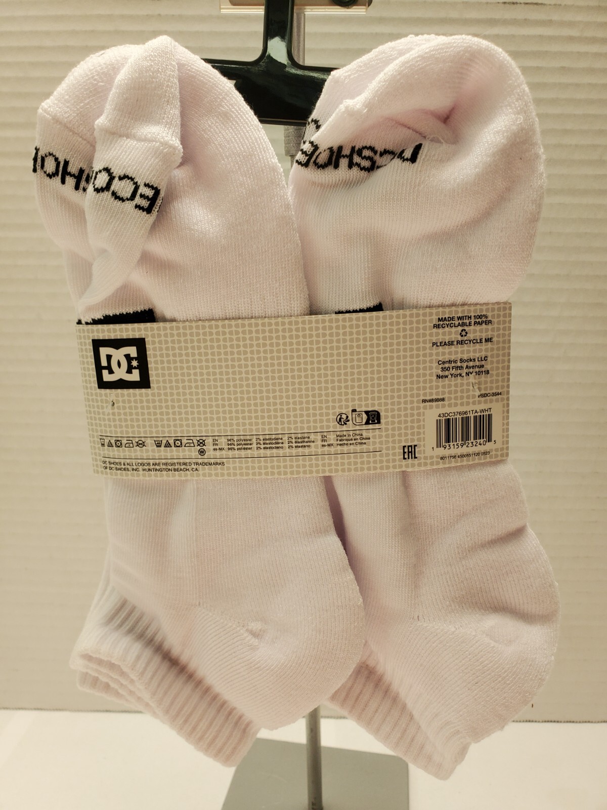 New Mens DC Skate Designer Sport Active 5 Pack Quarter Logo Socks, White