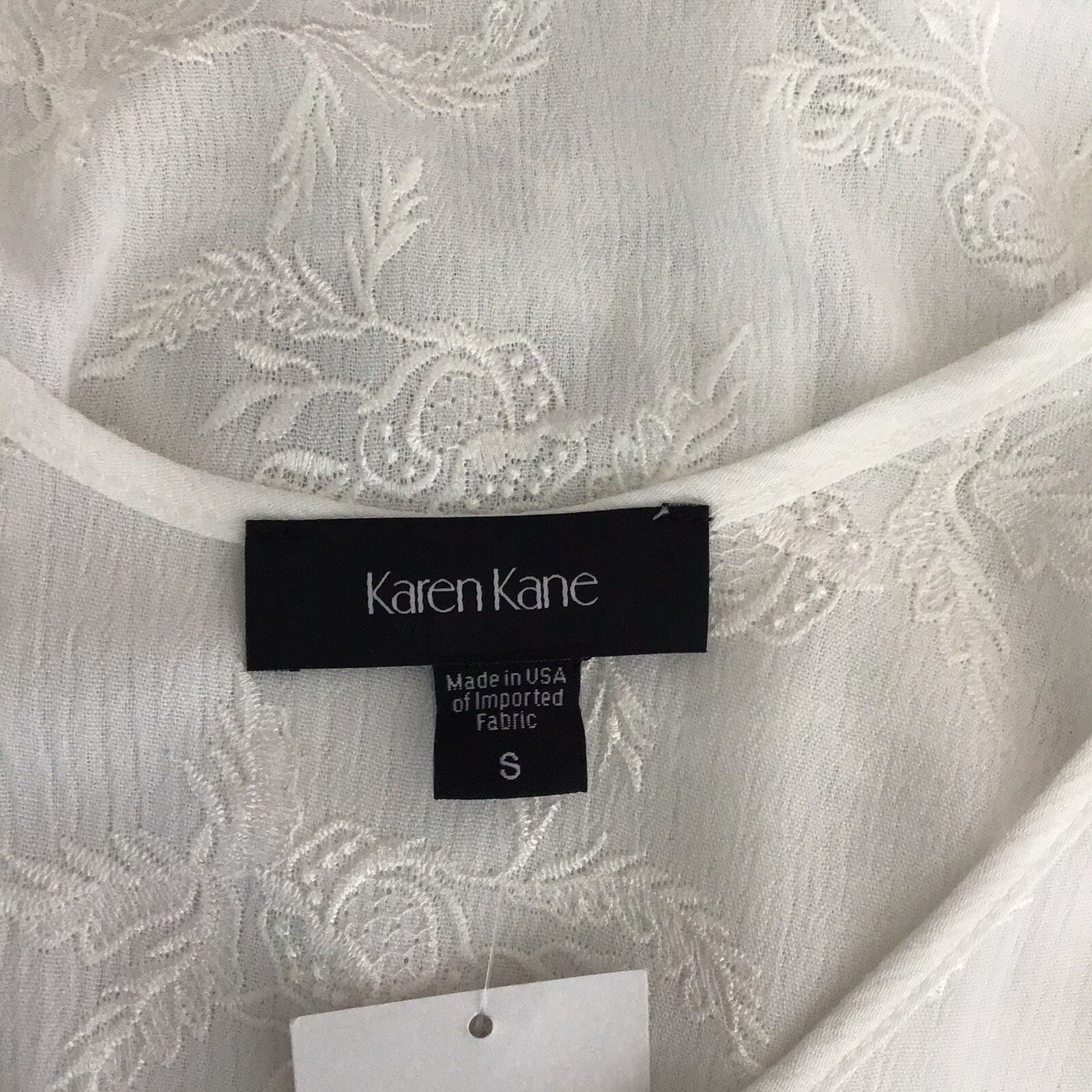 Karen Kane Women’s Beachcomber Embroidered Floral Ruffle Sleeve Top Small