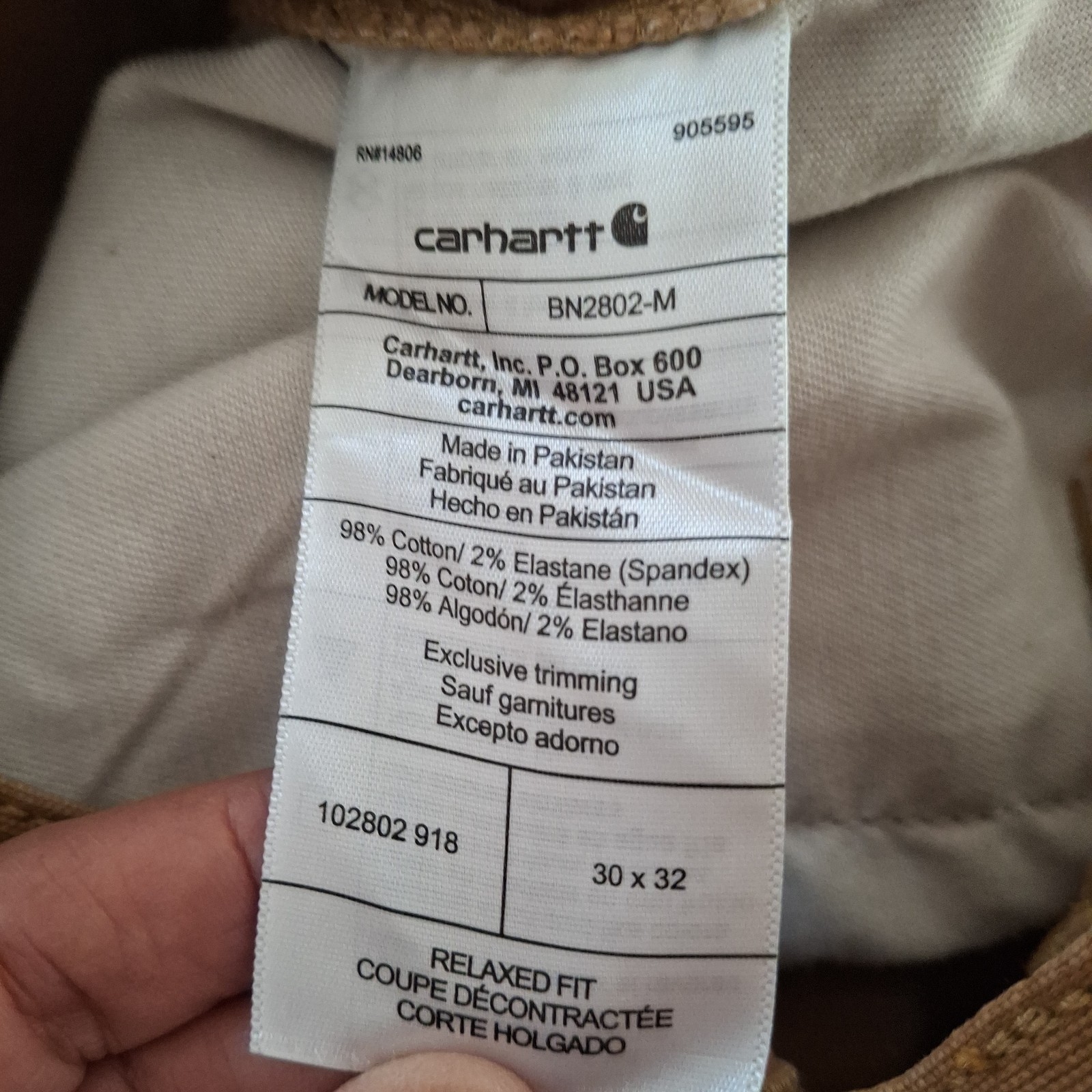 Carhartt Relaxed Straight Double Front Canvas Brown Workwear Pants Men 30×32