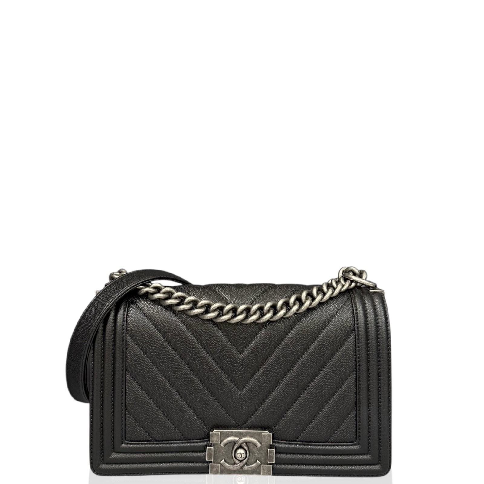 Chanel Medium Boy Flap Black Grained Calfskin (yg041726d0)