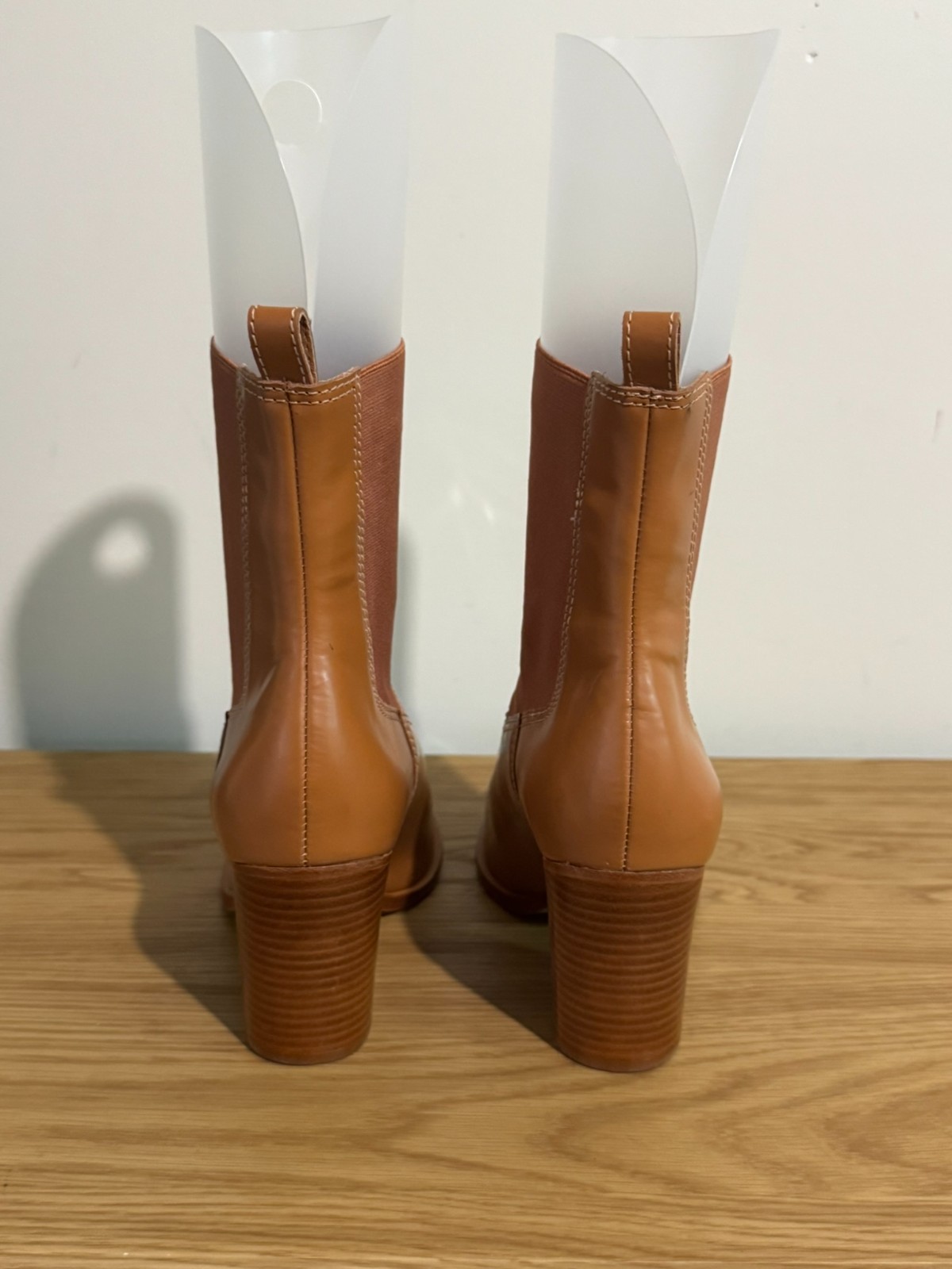 Schutz Womens Caramel Brown Leather Block Heel Ankle Chelsea Boots Size US 8.5B