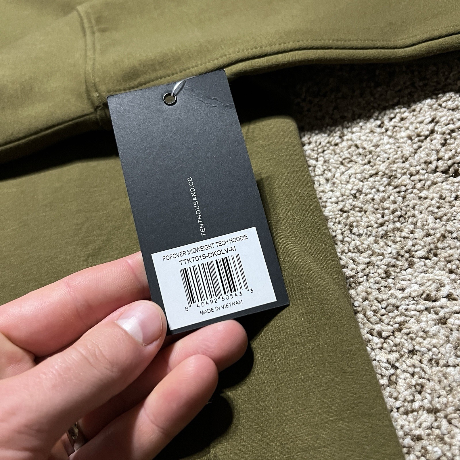 Huckberry Ten Thousand Hoodie Men’s M Dark Olive Midweight Tech 1/4 Zip Pullover