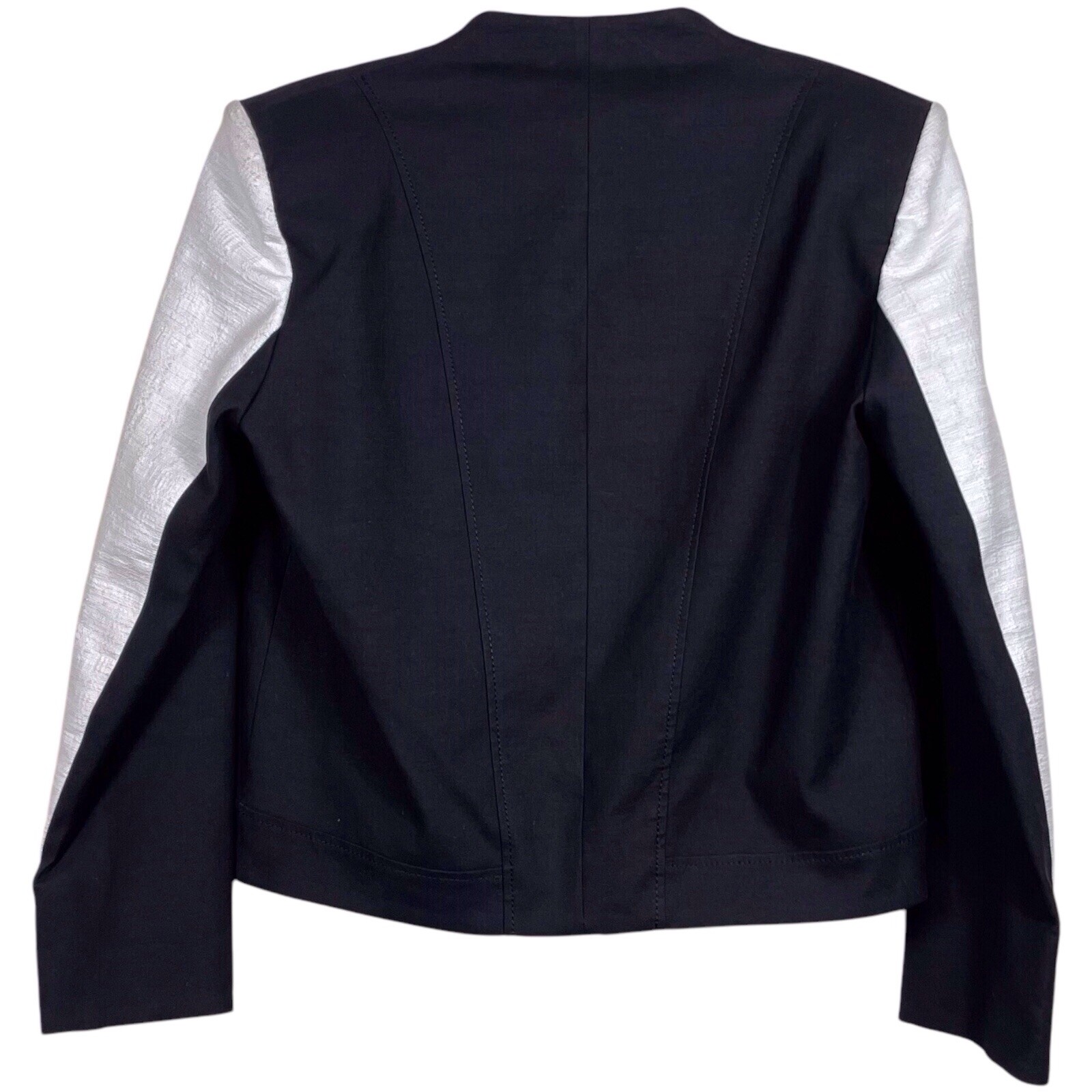 Helmut Lang Cropped Colorblock Blazer Size 6 Black White One-Button Tailored