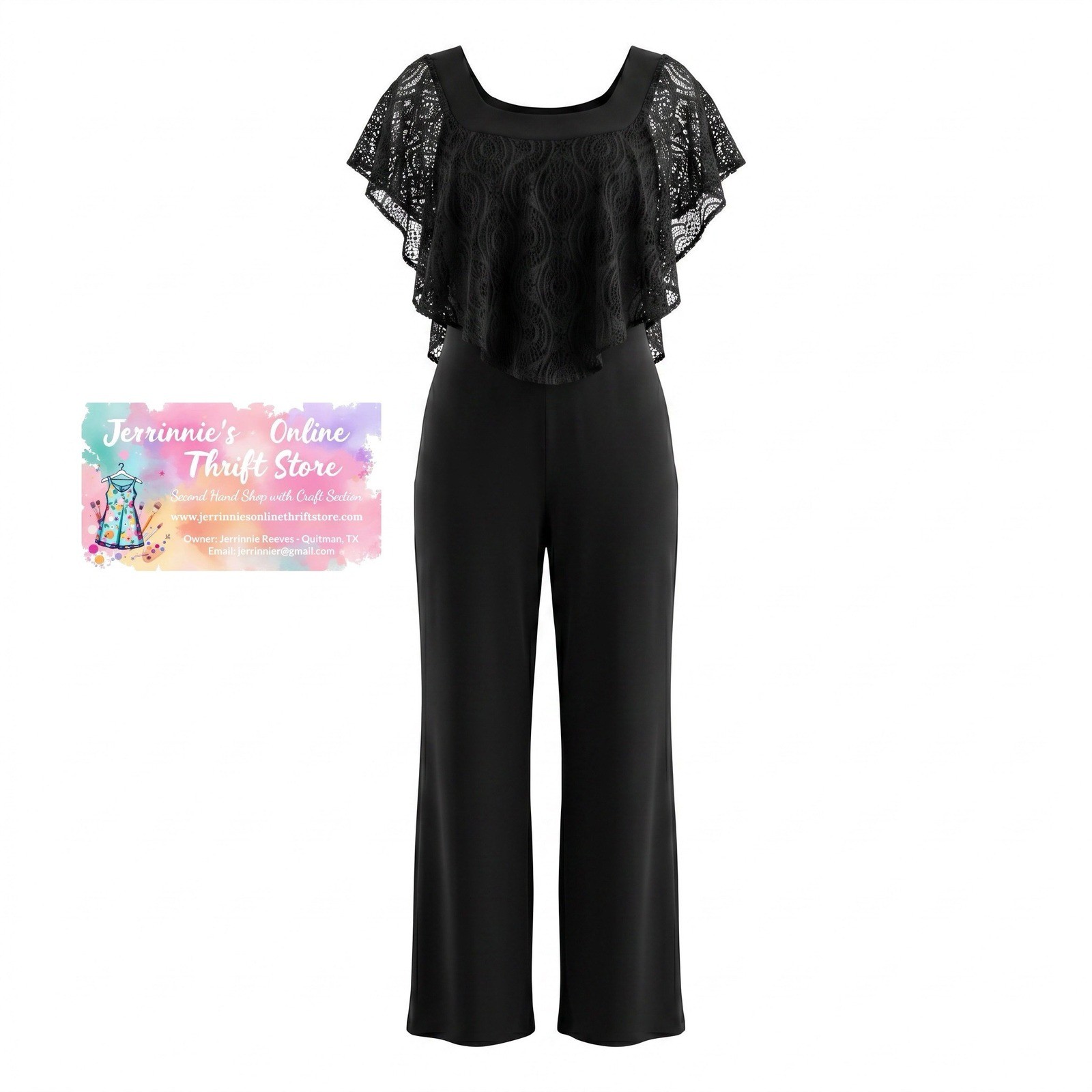 Cato Black Lace Flutter Sleeve Jumpsuit Size 16
