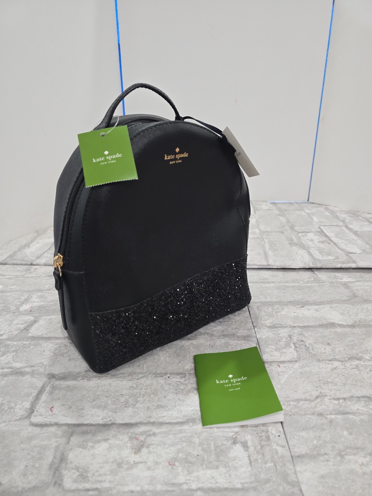 Kate Spade Greta Court Sammi Glitter Backpack Bag Black Handbag Purse New