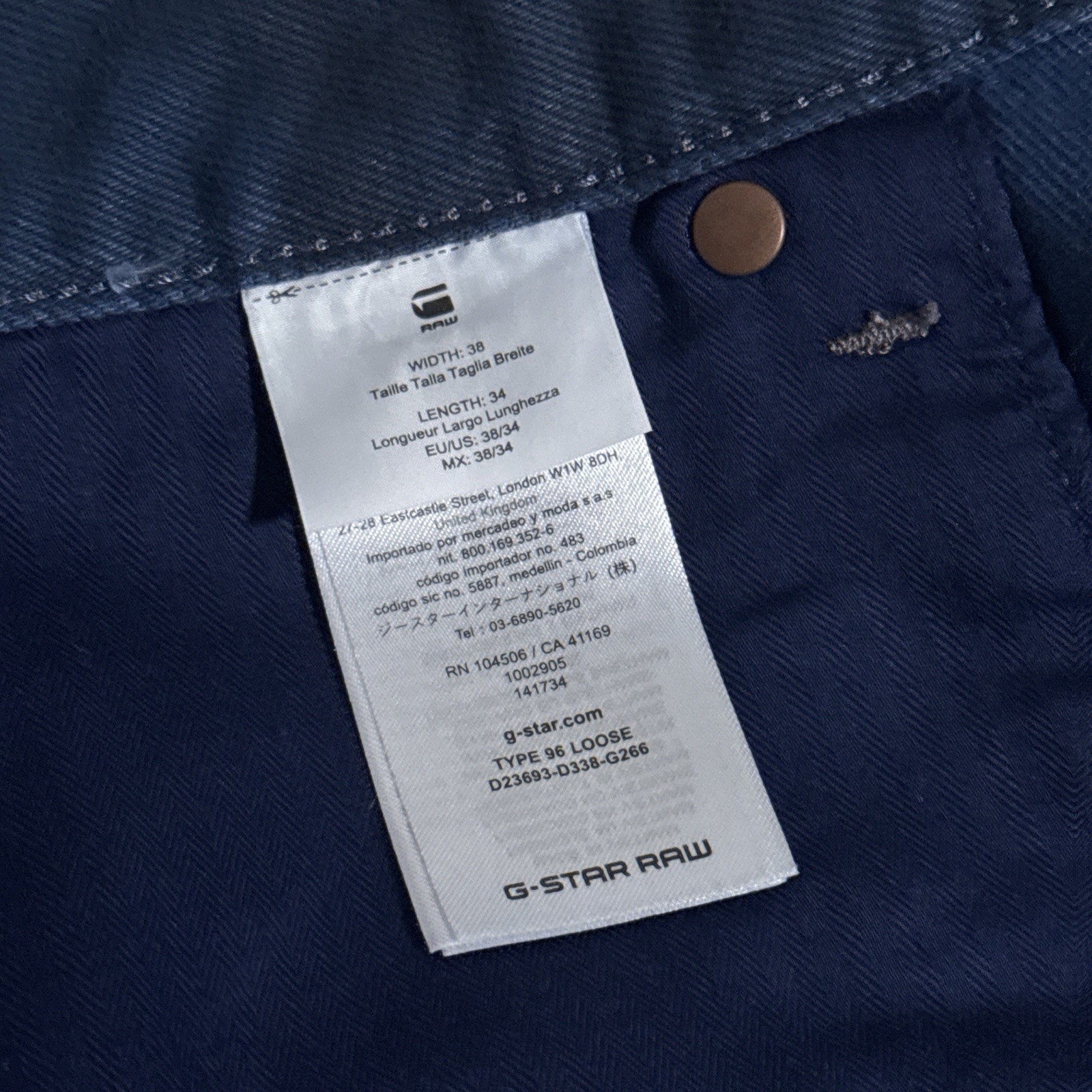 G-Star Raw Type 96 Loose Jeans Sea Blue Vintage Denim Men’s Size 38×34 NEW $240