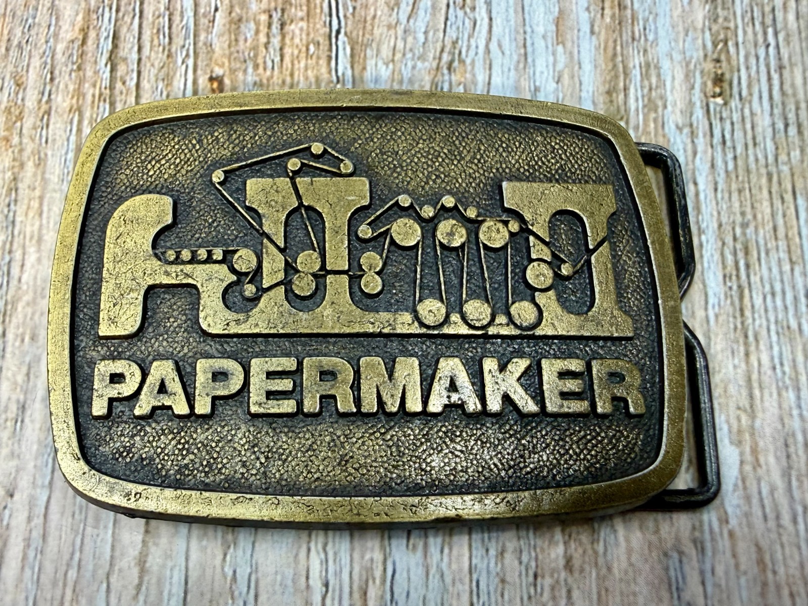 Papermaker Printing Press Advertisement Brass Tone 1978 Belt Buckle by AIO