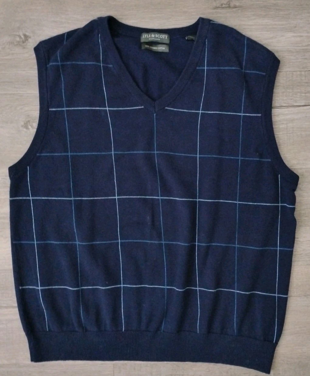 Lyle & Scott 100% Combed Cotton Sweater Vest Blue Men’s Size M Preppy Golf