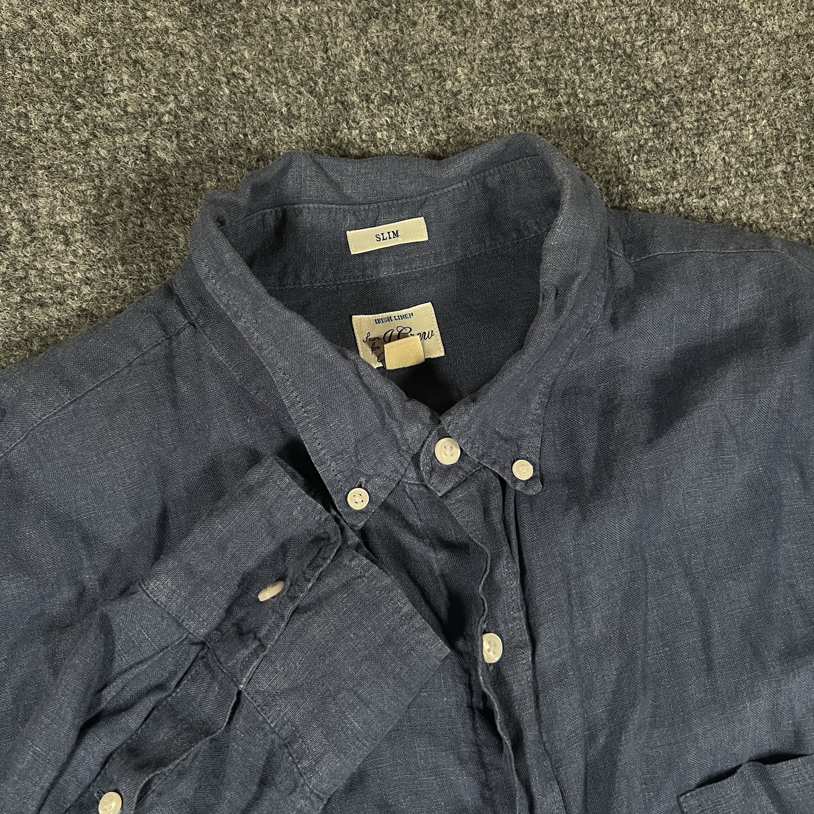 J.Crew Baird McNutt Irish Button 100% Linen Shirt Size XL Long Sleeve Navy