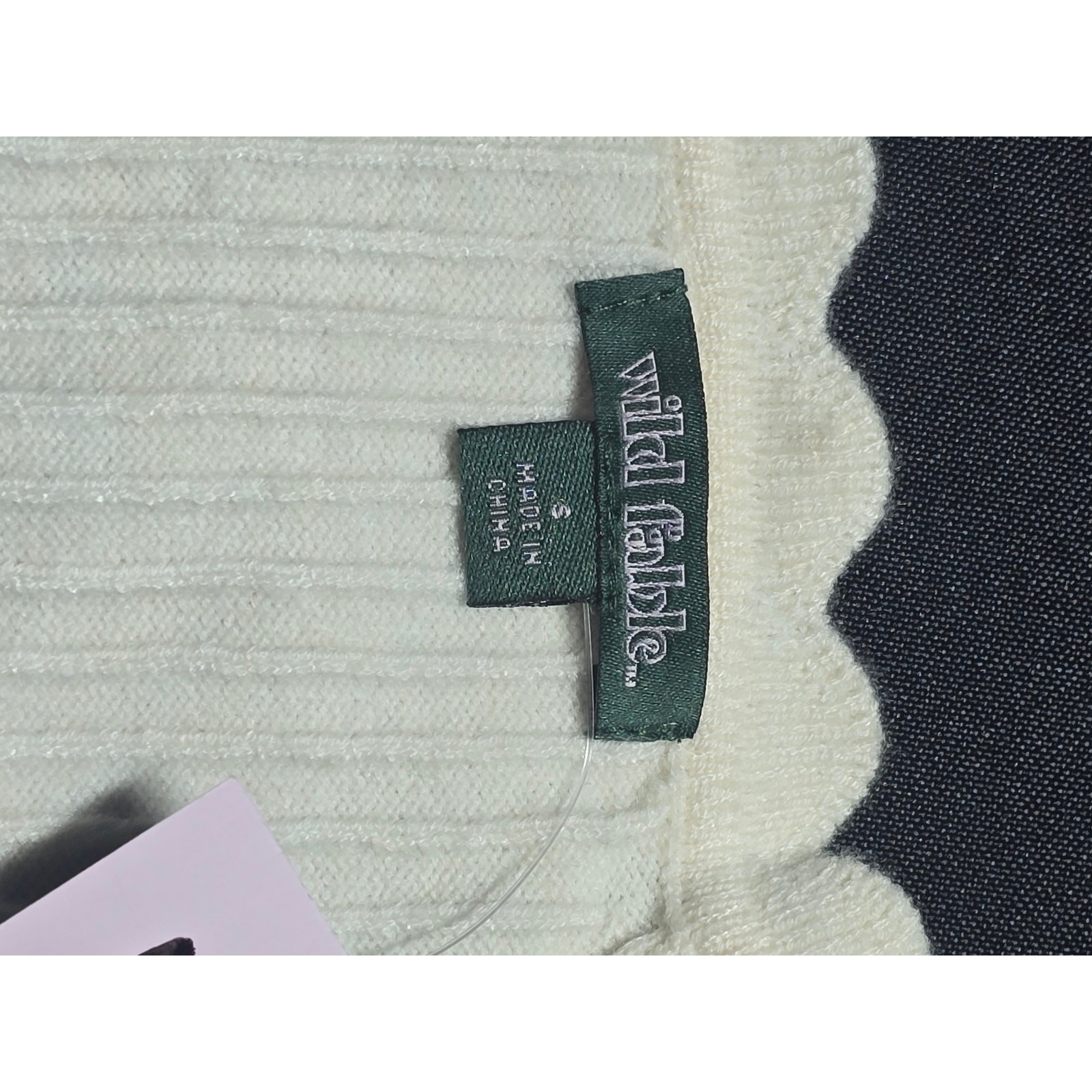 Wild Fable Ribbed Sweater Knit Mini Dress Tie Front Cream
