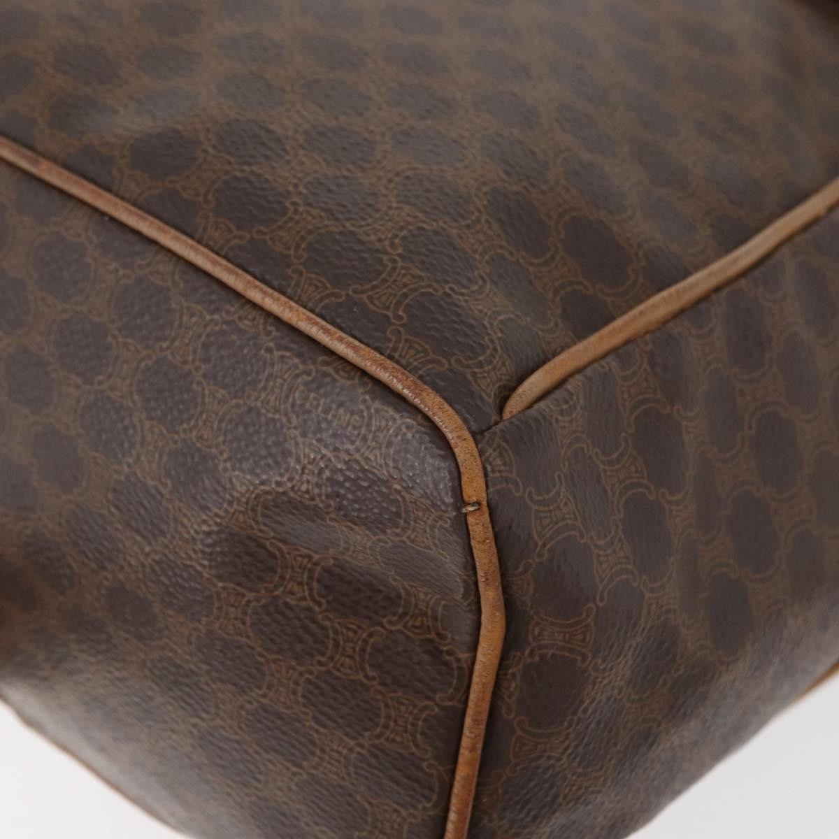 CELINE Macadam Canvas Backpack PVC Leather Brown Gold Auth bs35412