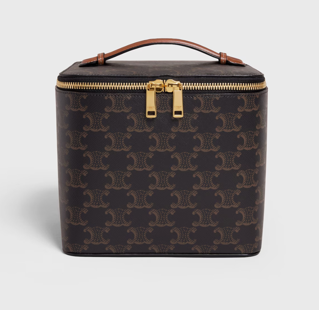 CELINE Square Vanity Case in Triomphe Canvas & Calfskin_Expedited