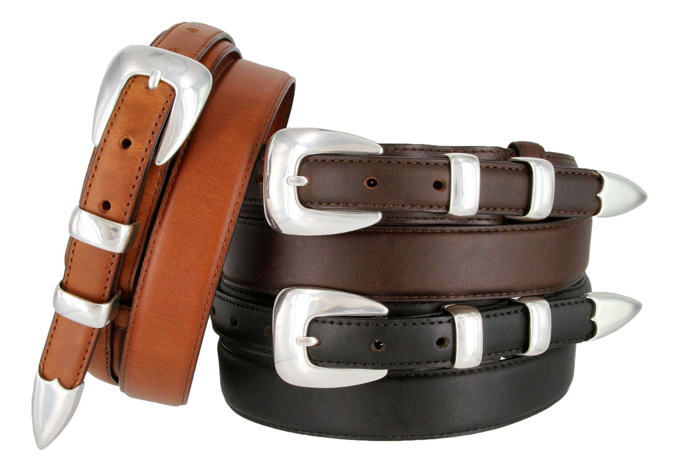 Western Genuine Leather Casual Jean Cowboy Ranger Belt 1-3/8″ Taper to 3/4″ Wide