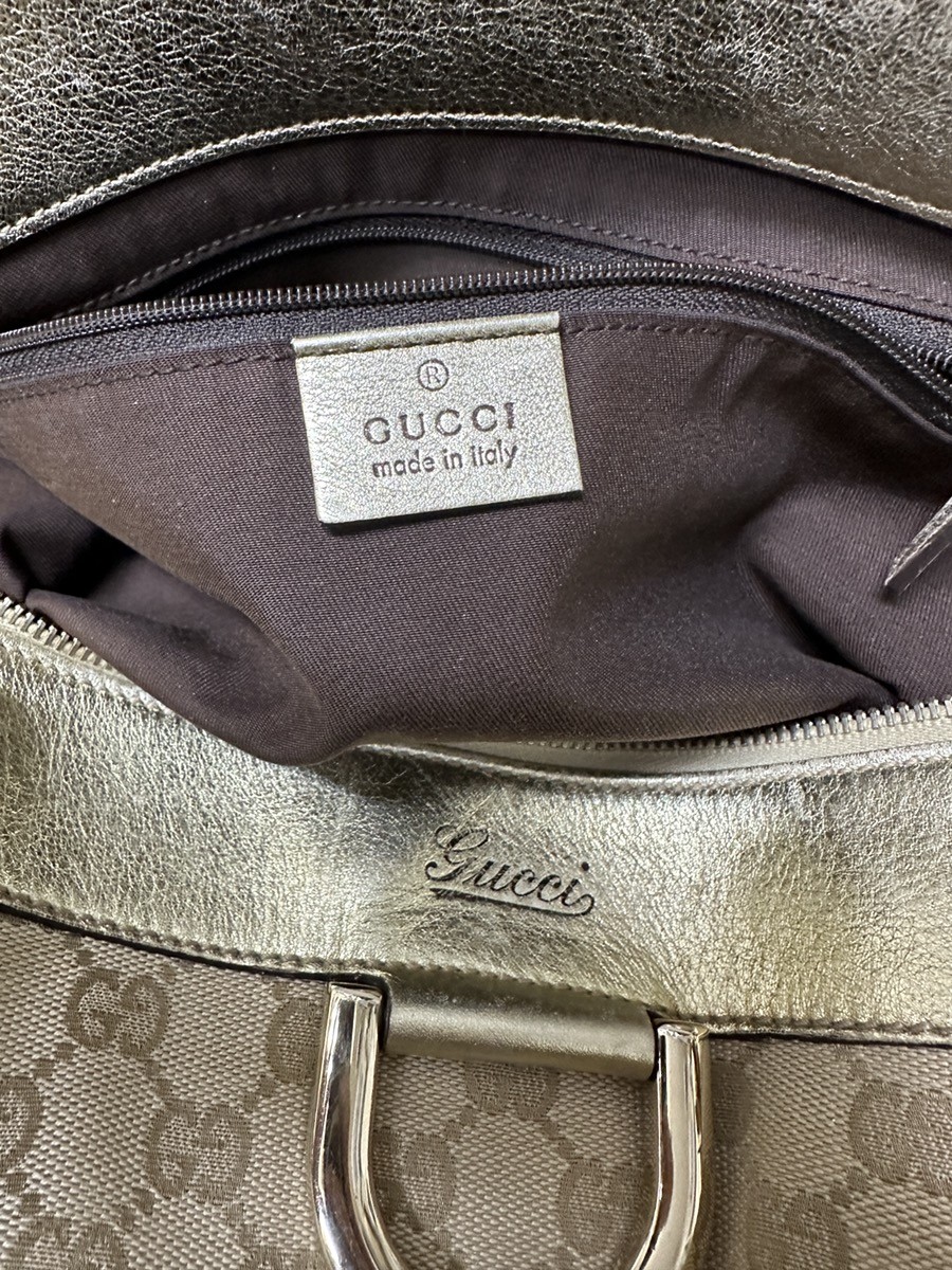 GUCCI BEIGE/EBONY GG CANVAS MEDIUM ABBEY TOTE BAG (HQ0021480)
