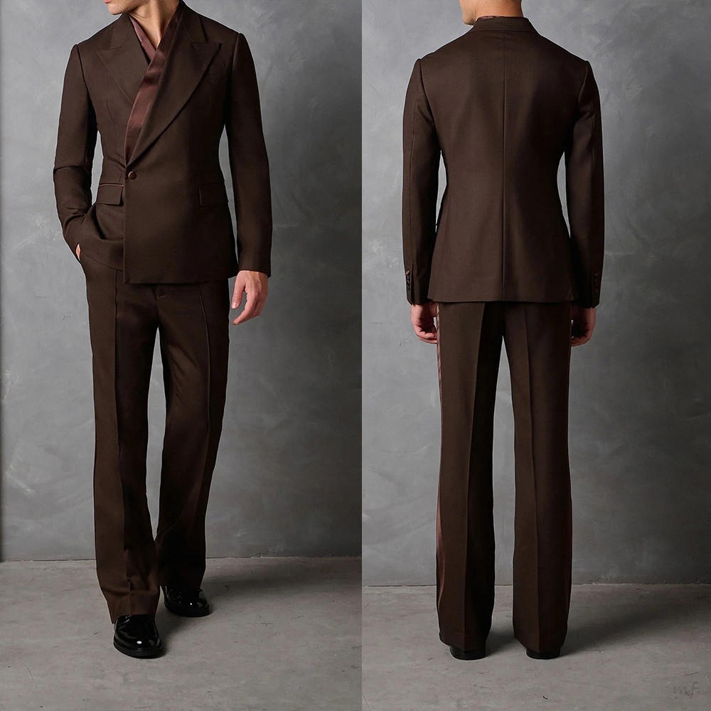 Men Suits Jackets Pants Slim Fit Formal Peak Lapel Groom Cocktail Street Wear