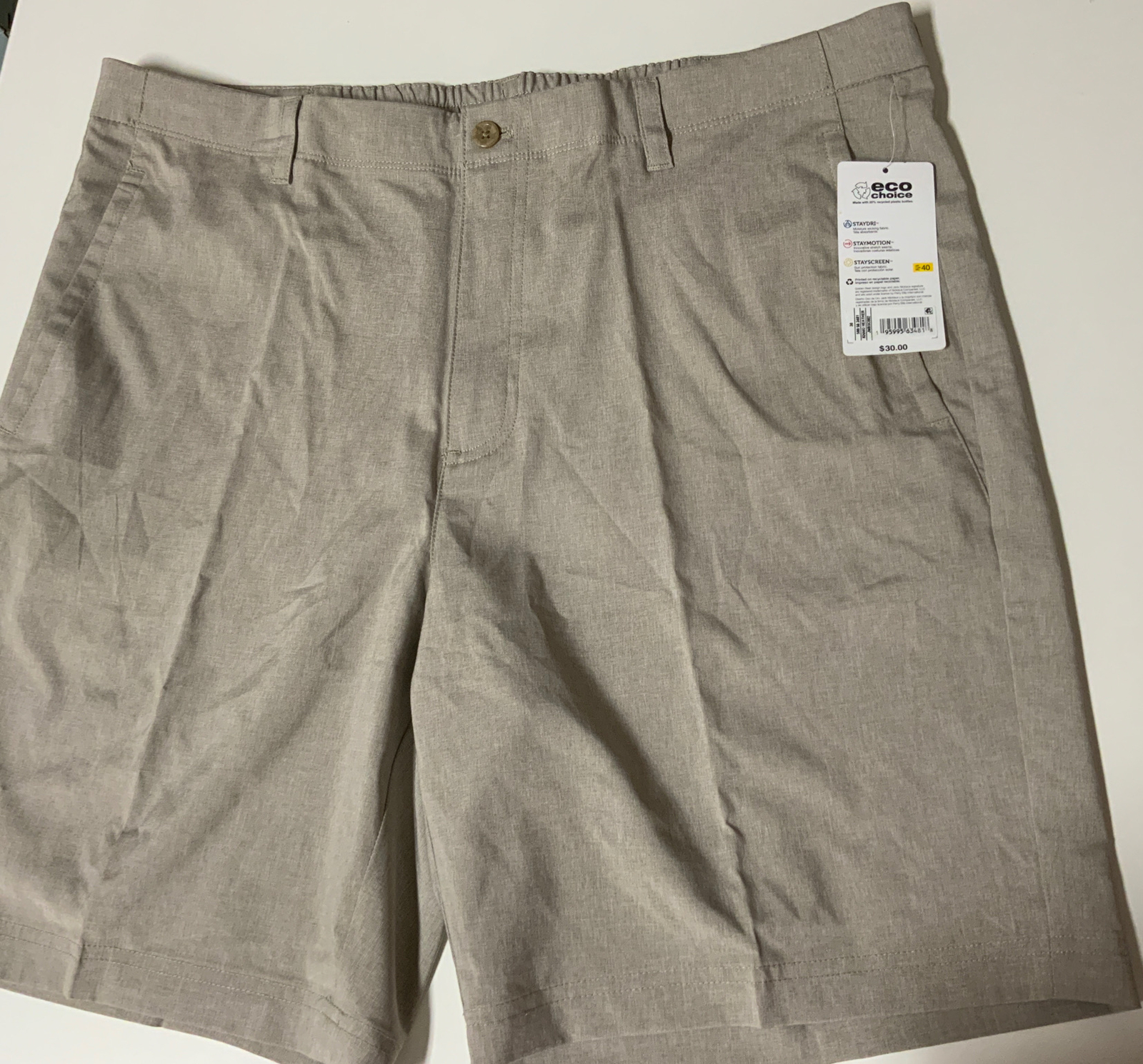 🧷 Nicklaus Shorts Adult 38 Khaki Golf Chino Eco Choice Stretch Men’s 🆕