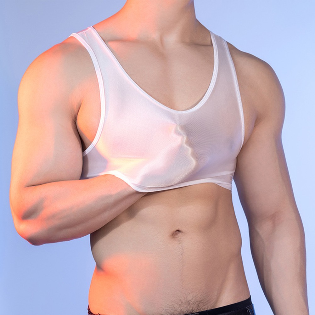 For Fitness For Yoga Glossy Tank Tops Mens Sleeveless Vest Nylon Fabric