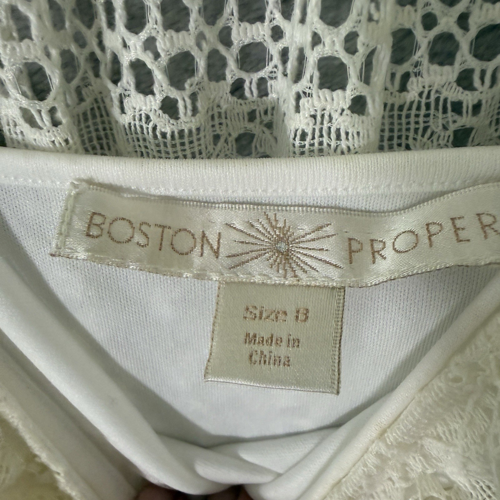 Boston Proper Cream Crochet Lace Bell Sleeve Dress Womens Size 8 Boho Angel Core