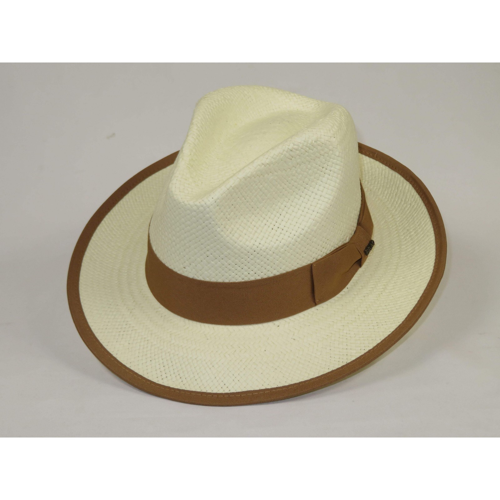 Men’s Bruno Capelo Genuine Straw Hat Snap Brim Fedora PANAMA PM591 Ivory