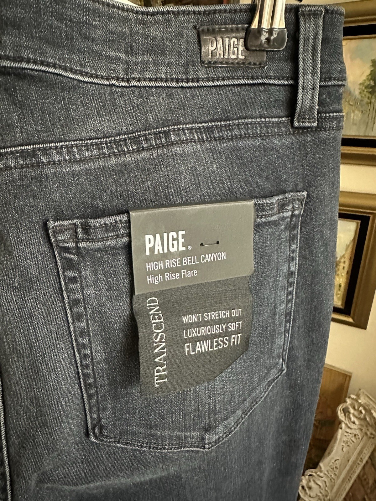 PAIGE women’s stretch high rise flare blue jeans denim cotton USA NWT size 30