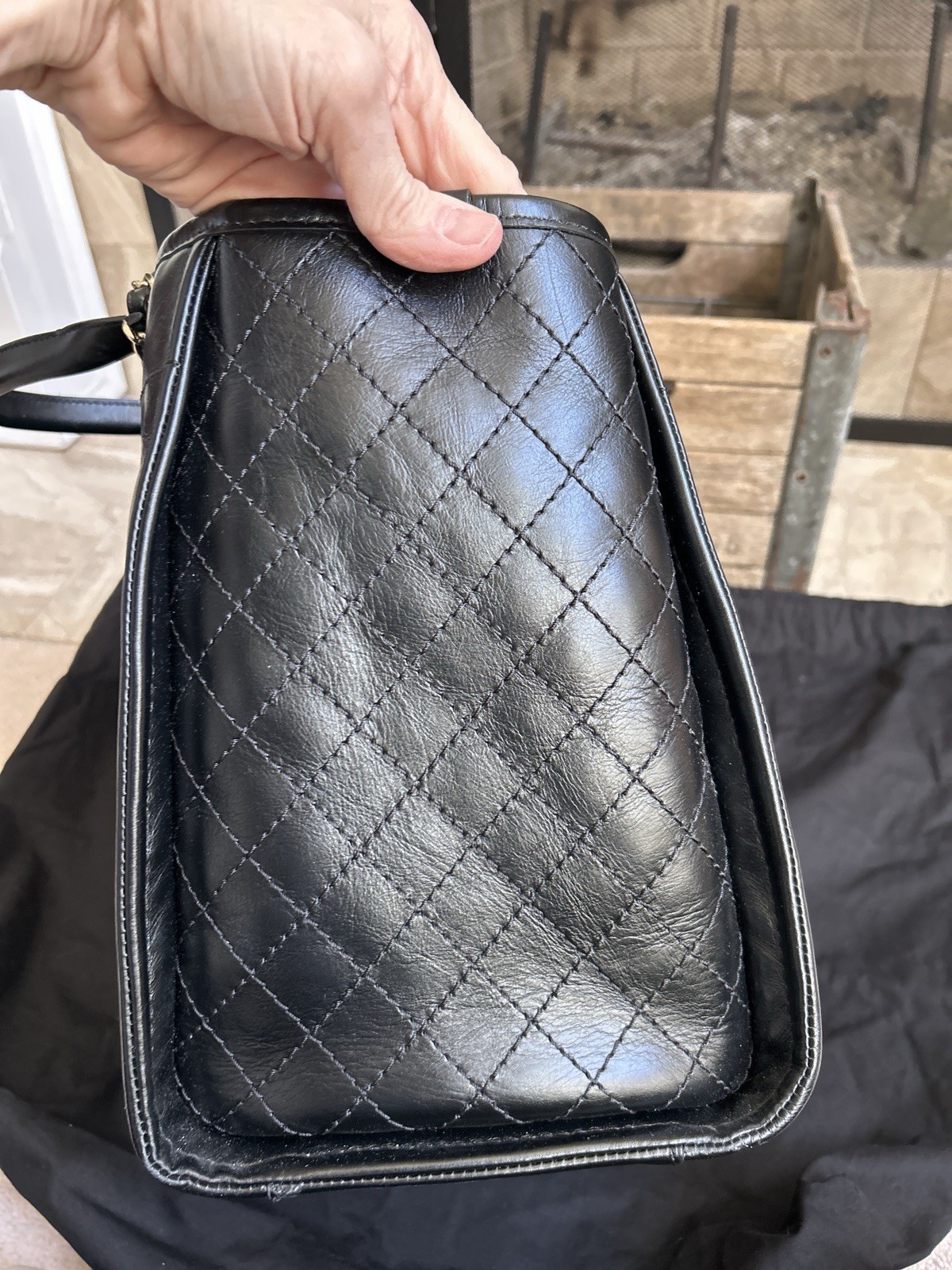 CHANEL Deauville leather & tweed handbag shopping tote – black & white