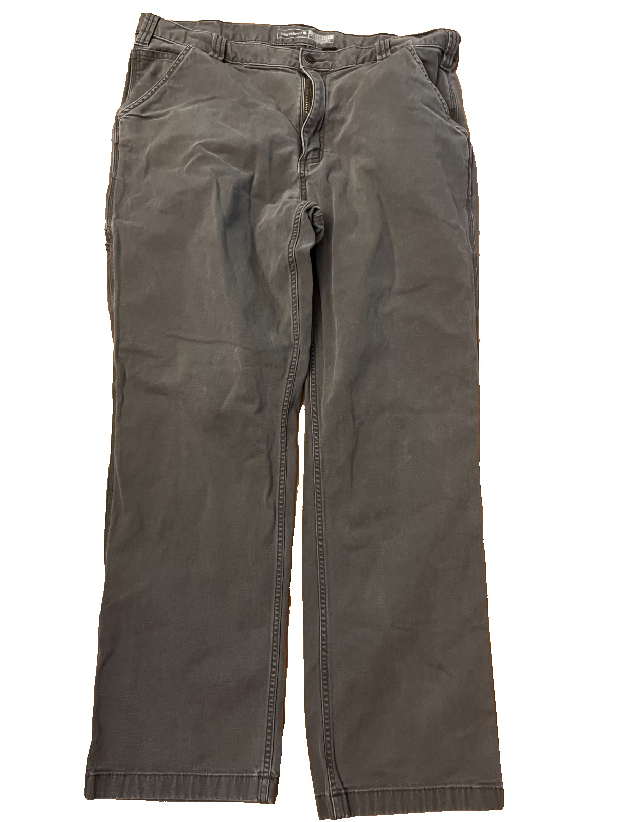 Carhartt Work Pants Mens 38×32 Gray Relaxed Fit Canvas Carpenter 102291-039