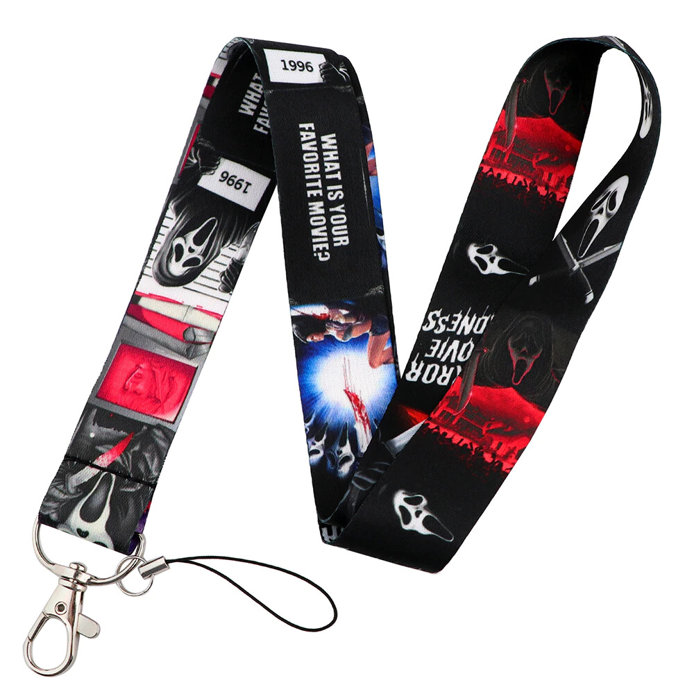 Scream Classic Horror Movie Ghost Face Mask Black Lanyard With ID Badge Holder