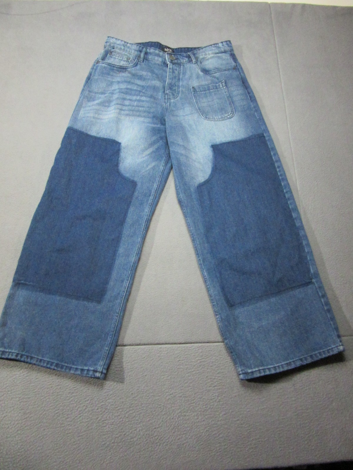 BoohooMAN Jeans Mens 36 Blue Baggy Extra Wide Leg Denim Carpenter EDM Skater