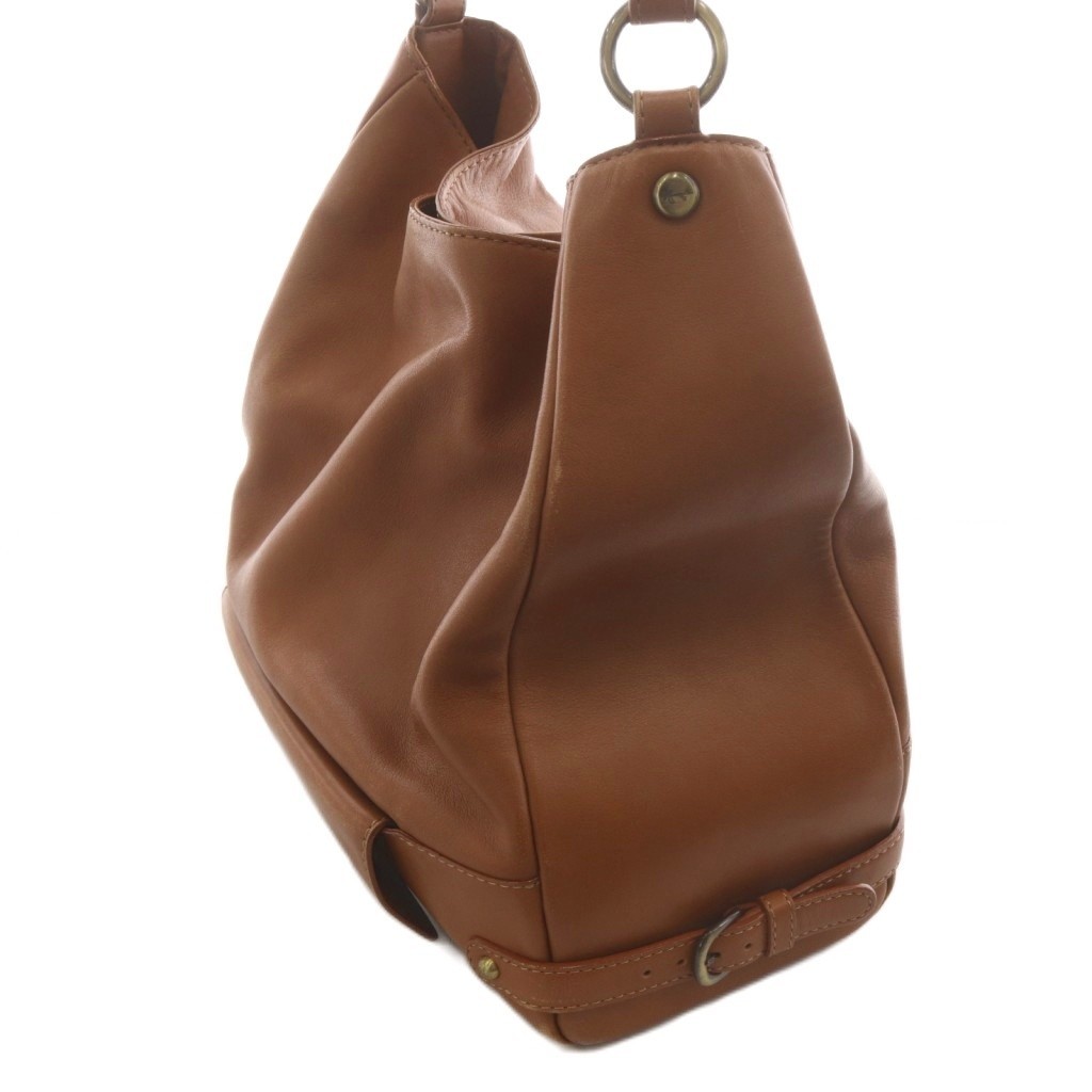 Ginza Kanematsu Leather Shoulder Bag Brown AB 11×5.1in Vintage Condition