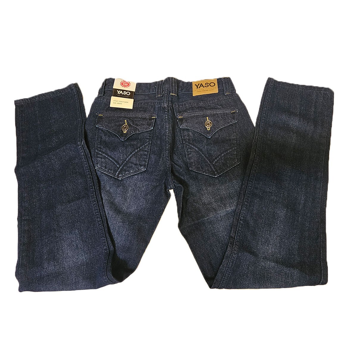 Yaso Men’s Dark Blue Classic Straight Leg Denim Jeans 30 32 34 36 X L33