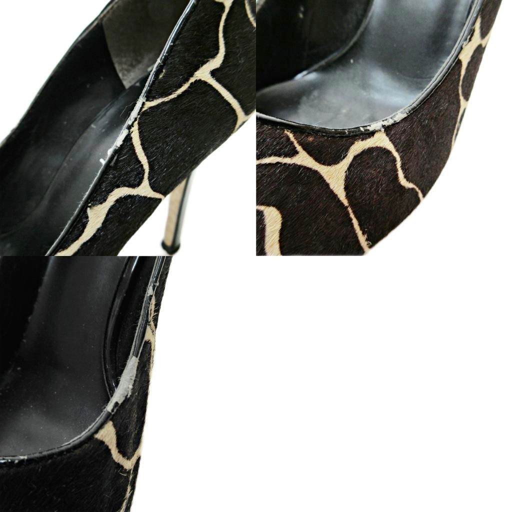 NINE WEST Giraffe Pattern Leather Pumps Brown 5/22cm (8.66in) B Condition