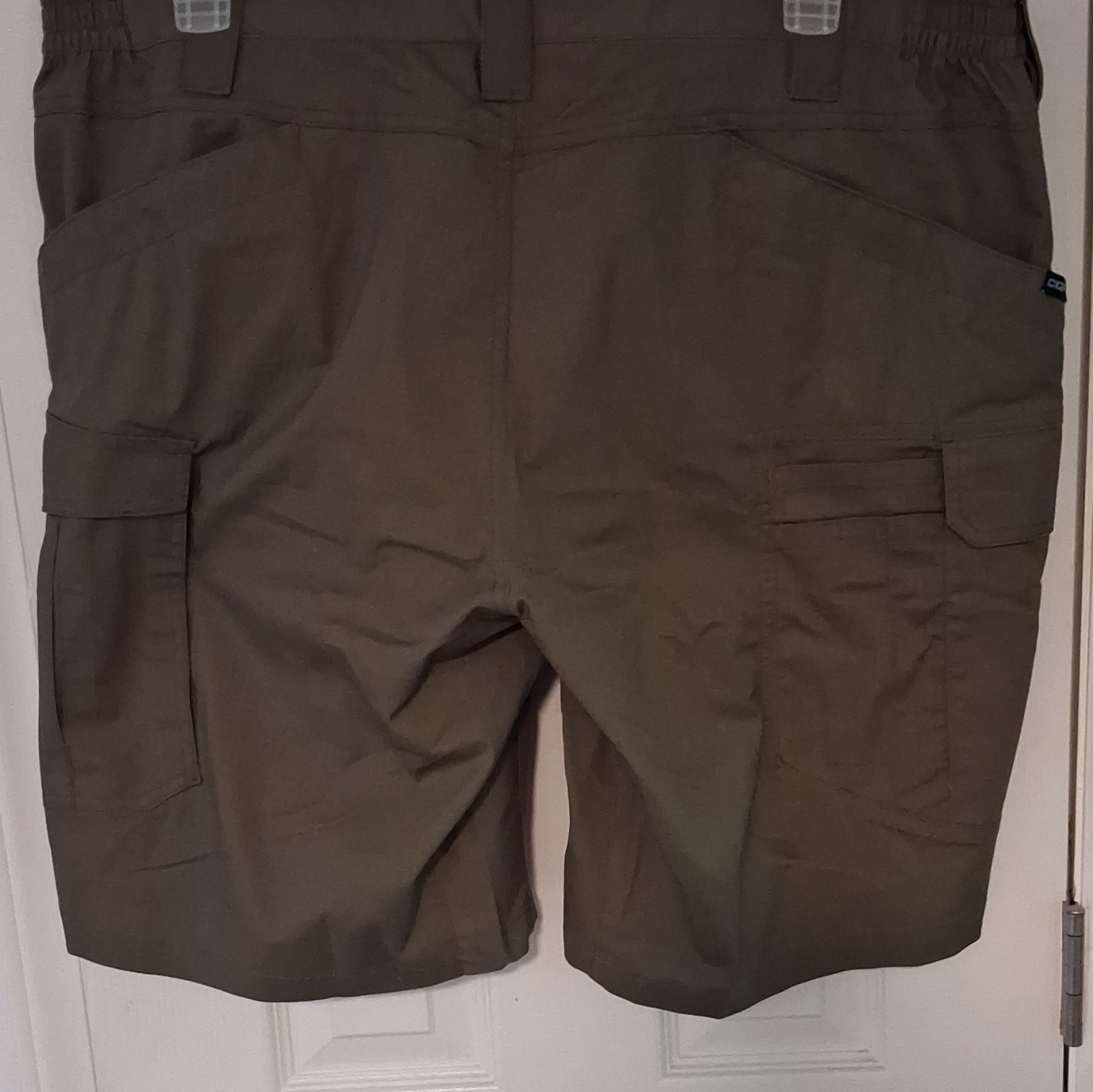 CQR Men’s Brown Cargo Shorts Cotton Nylon Elastane Canvas Zip Pockets Washable