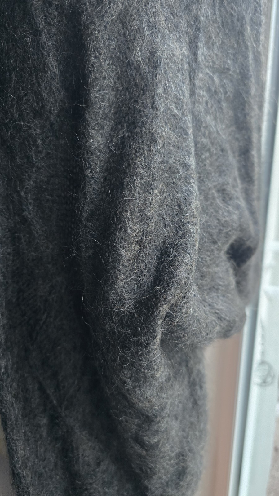 Brora Kid Mohair Charcoal Cape Cardigan 12-14 Fluffy Arty Relaxed