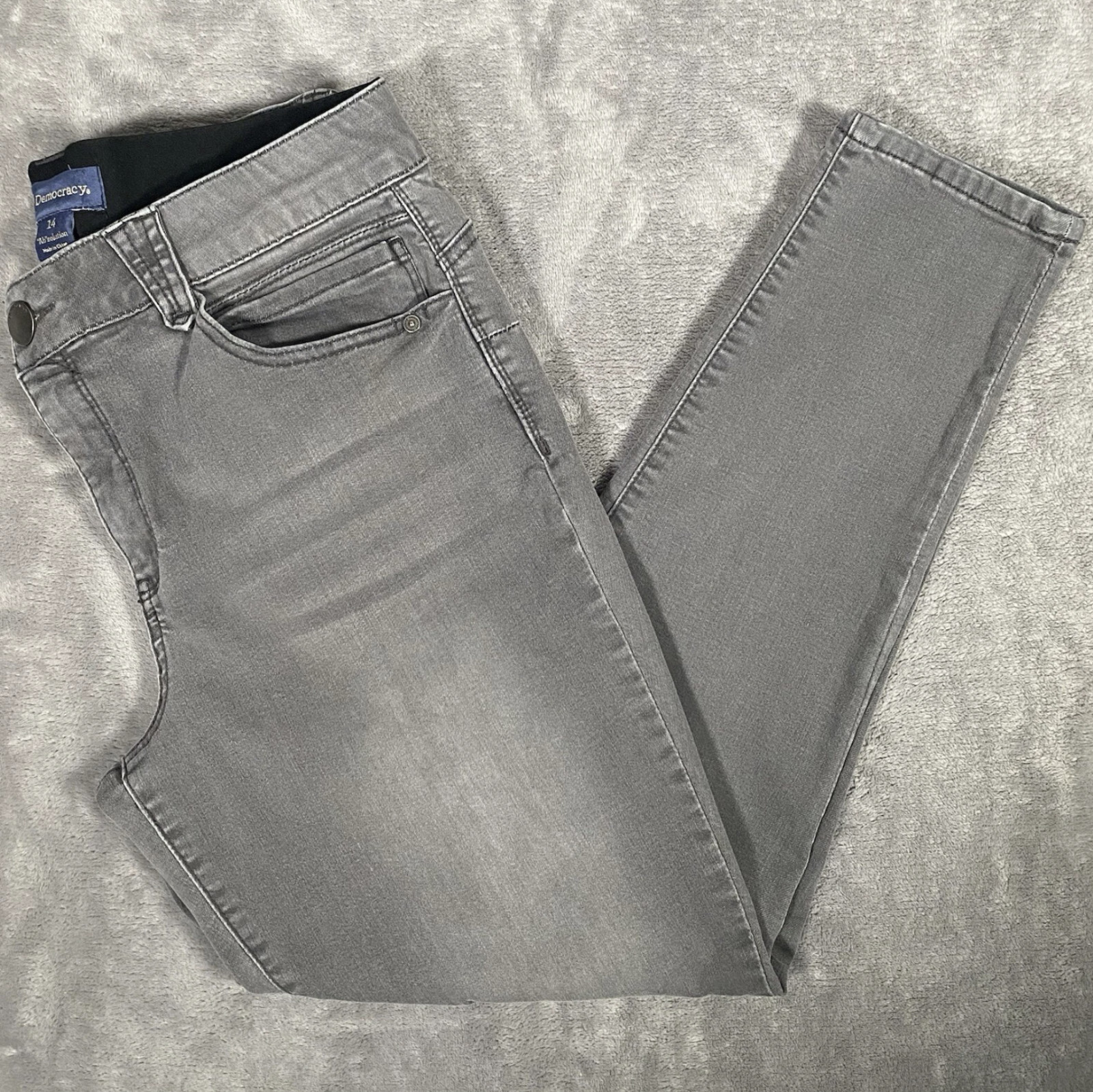 Democracy Jeans Womens 14 Gray Ab Solution Elastic Waist Ankle Lenght Distressed
