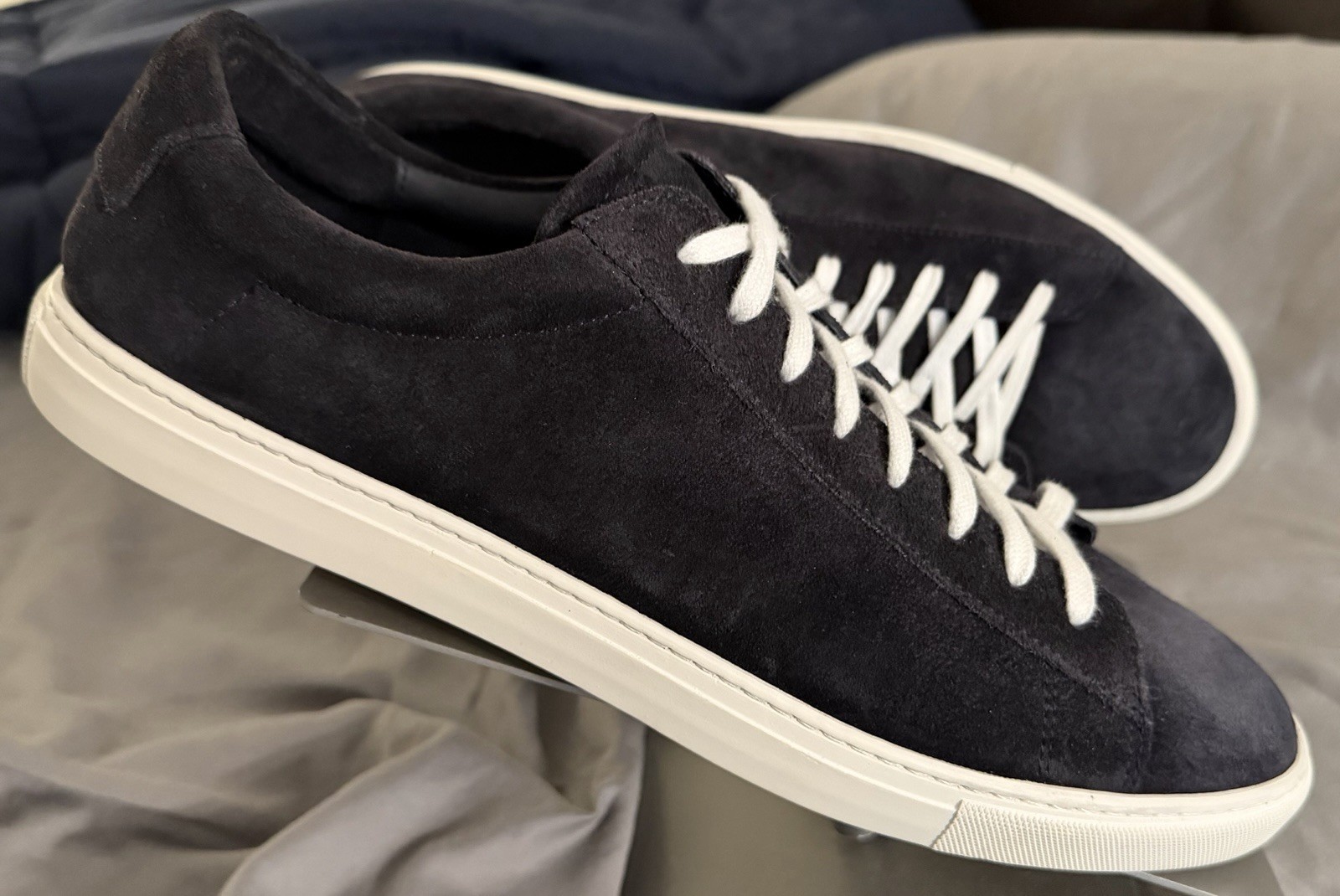 Oliver Cabell Low 1 ‘Navy Waxed’ Suede Sneakers Sz EU 45/ US 12 Made In Italy!