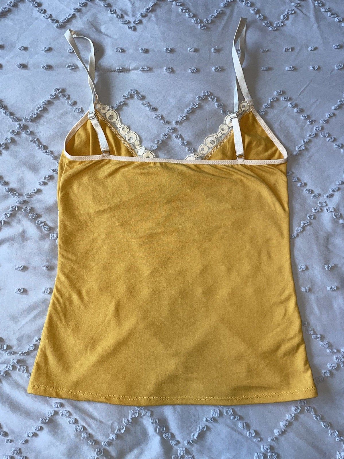 Y2K Yellow Midnight Coco lace cami women’s size small