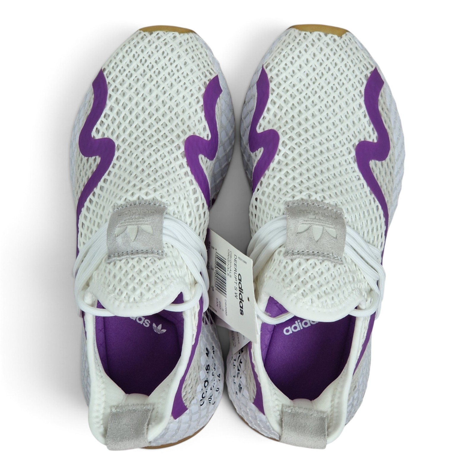 Adidas Deerupt S Runner Trainers Womens EU 38 38 2/3 New White Purple RARE Y2K Grid OG
