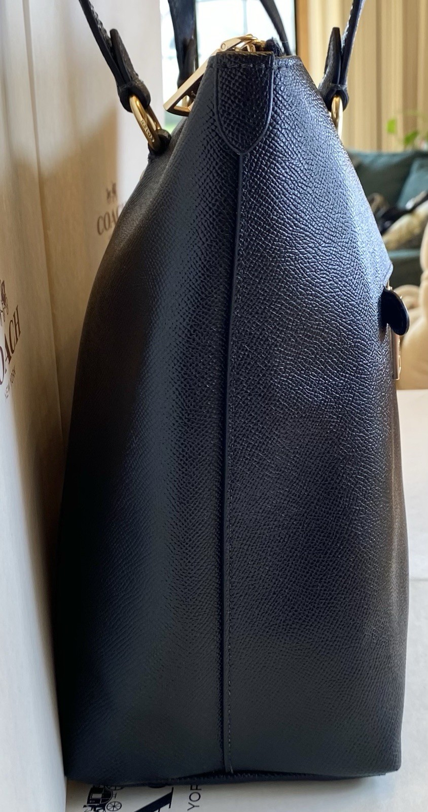 Coach F79608 Gallery Tote In Black Crossgrain Leather