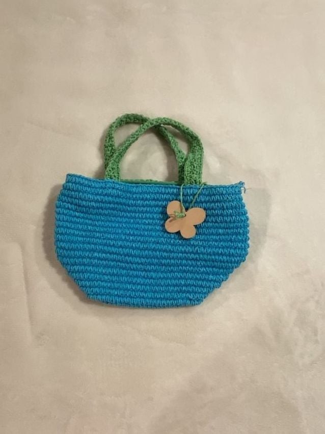 Preston & York Blue and Green Crocheted Mini Tote Bag