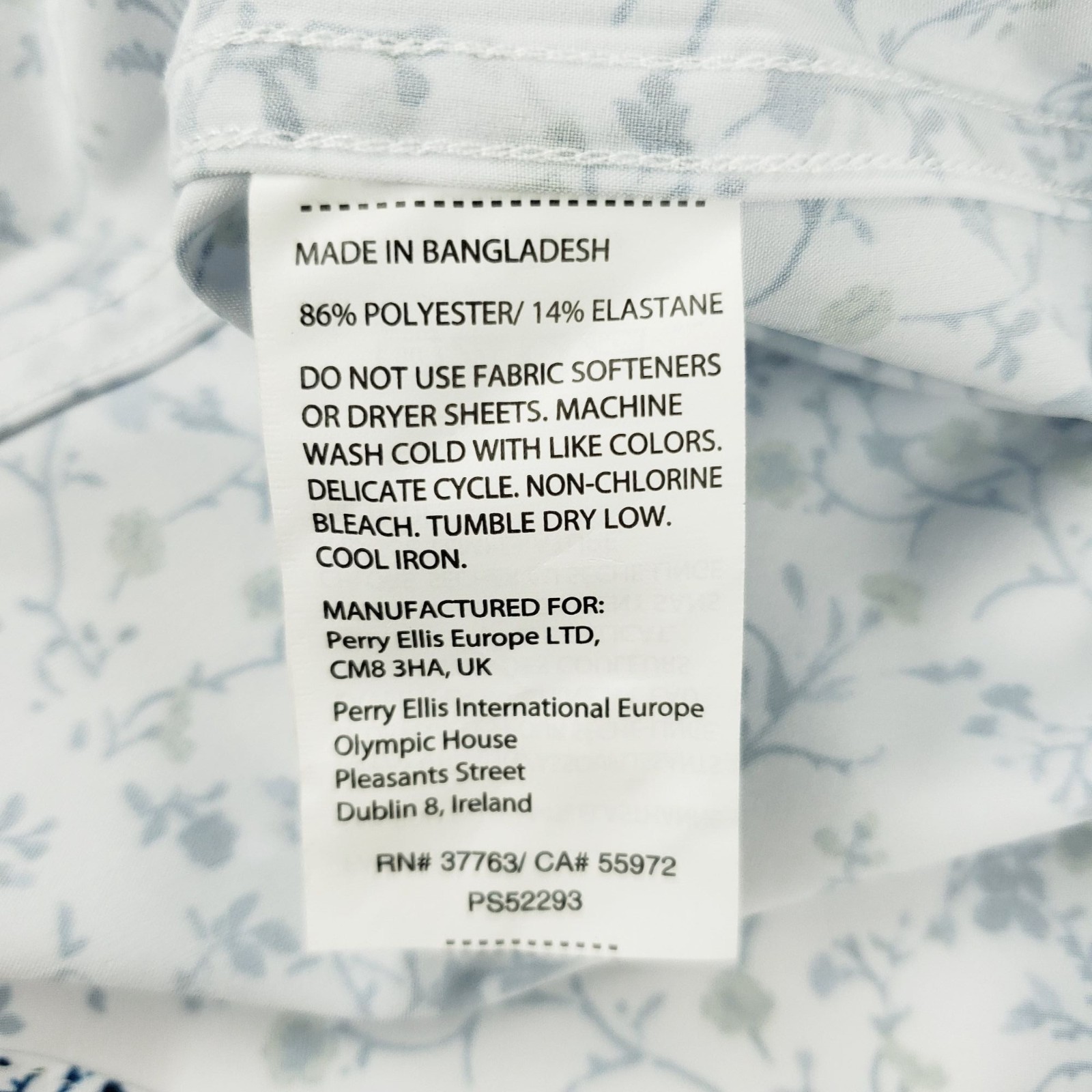 NEW Perry Ellis Shirt Men Large Long Sleeve Floral Slim Fit Stretch MSRP $89.50