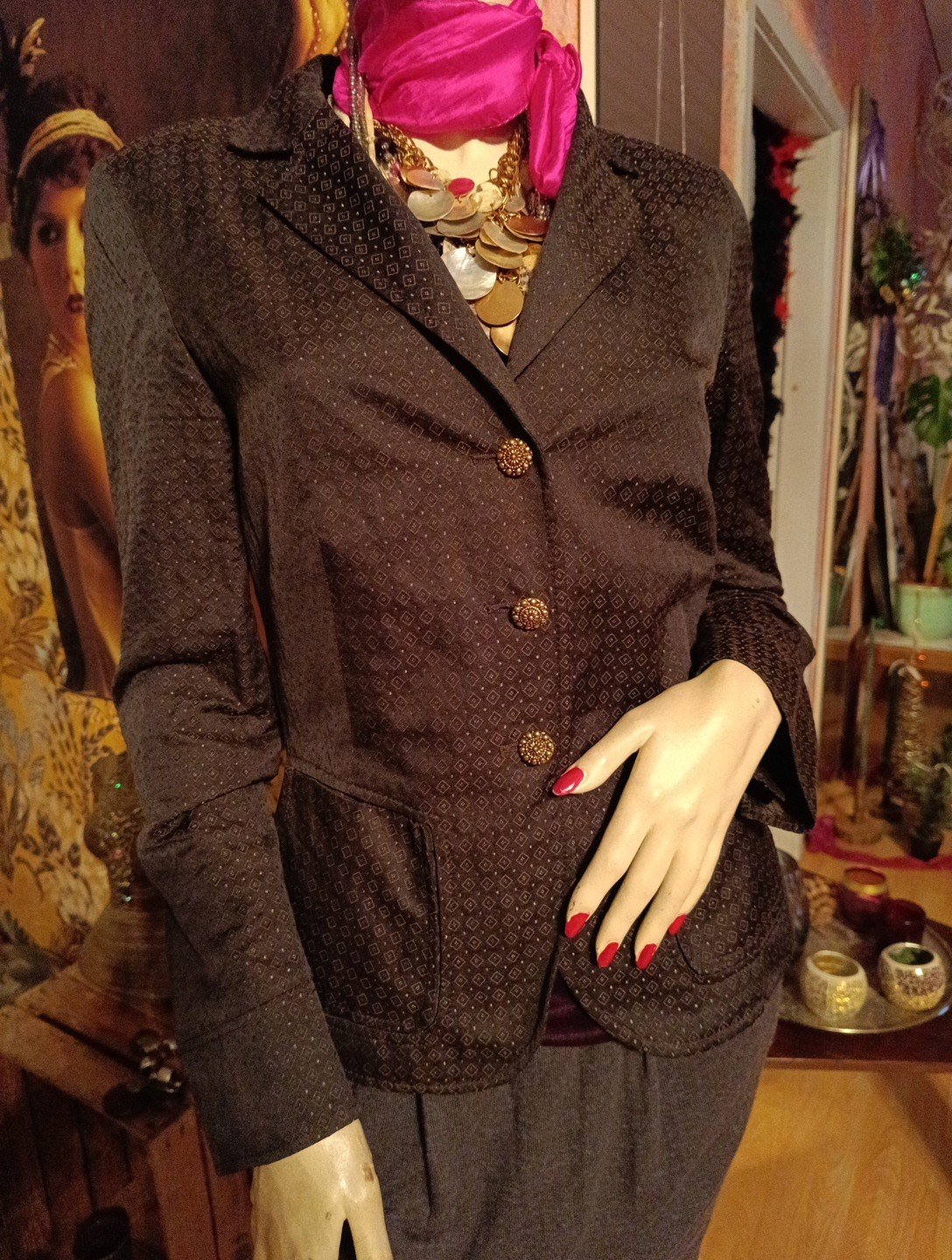 Blazer jacket festive Apanage 36 38 S suit classy gold buttons business