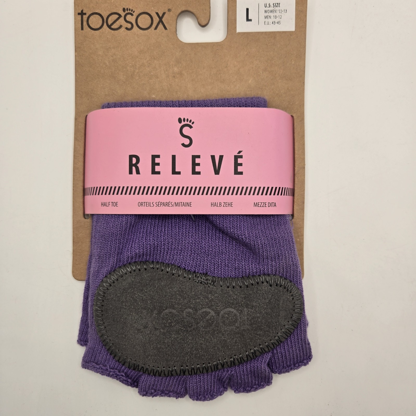 Toesox LOT 3 SETS Half Toe Releve Light Purple Organic Cotton Pilates Dance Sz L