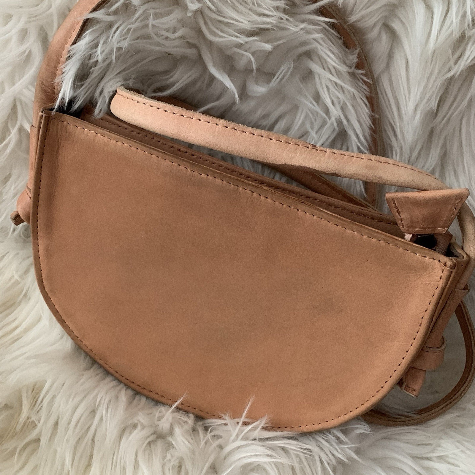Able Leather Crossbody Brown Leather Purse Half Moon