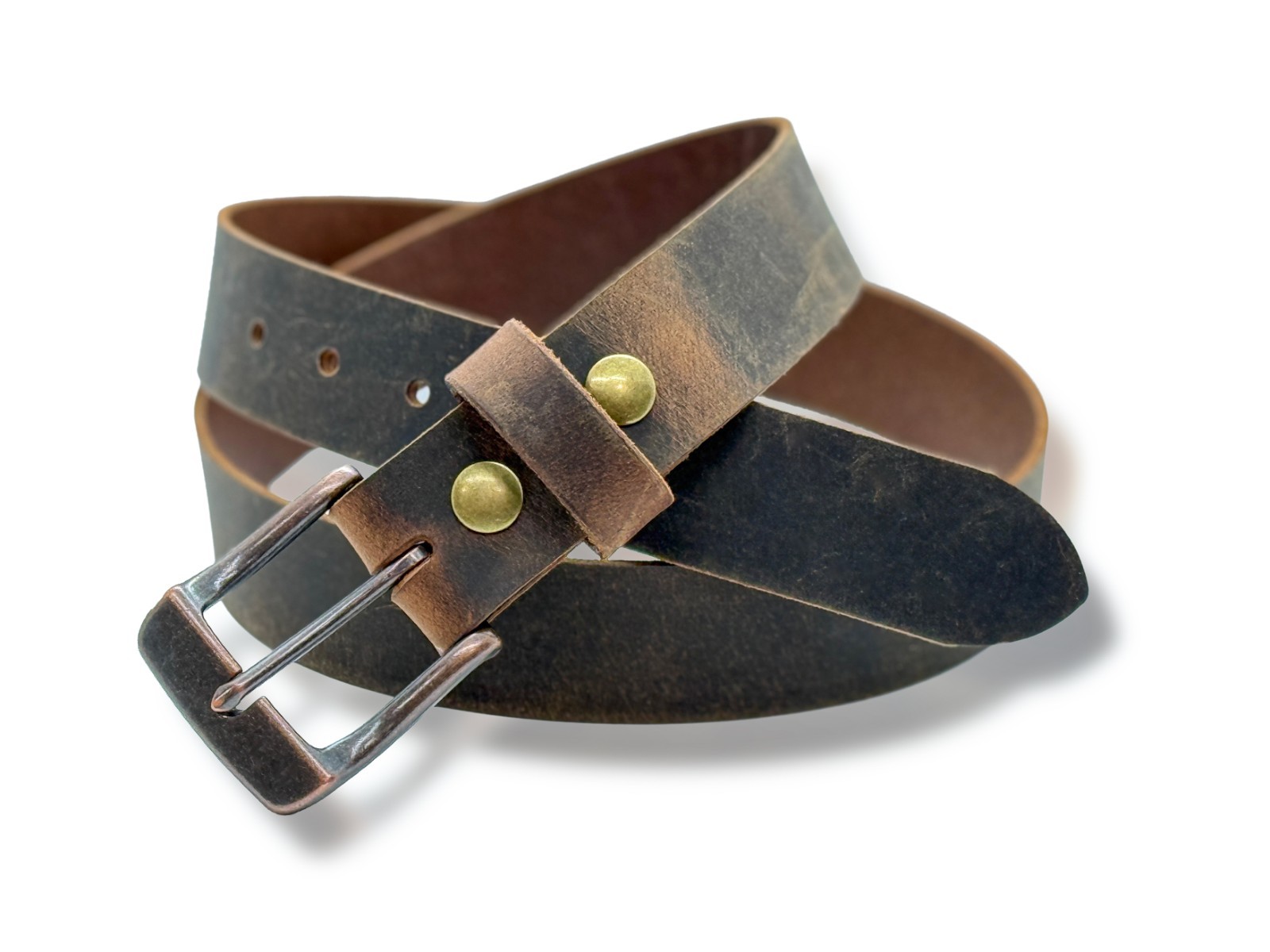 Mens Full Grain Leather Belt, 1.5 Inches Wide, Crazy Horse Finish, Made in USA