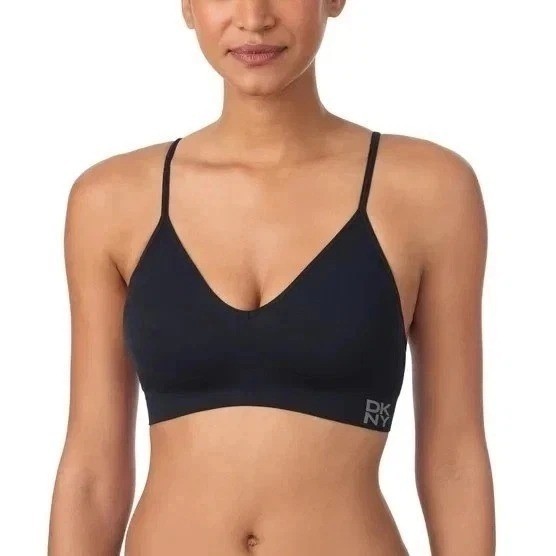 DKNY 2-Pack Seamless Bras Medium Adjustable Straps Soft Black/Ivory Women Size M