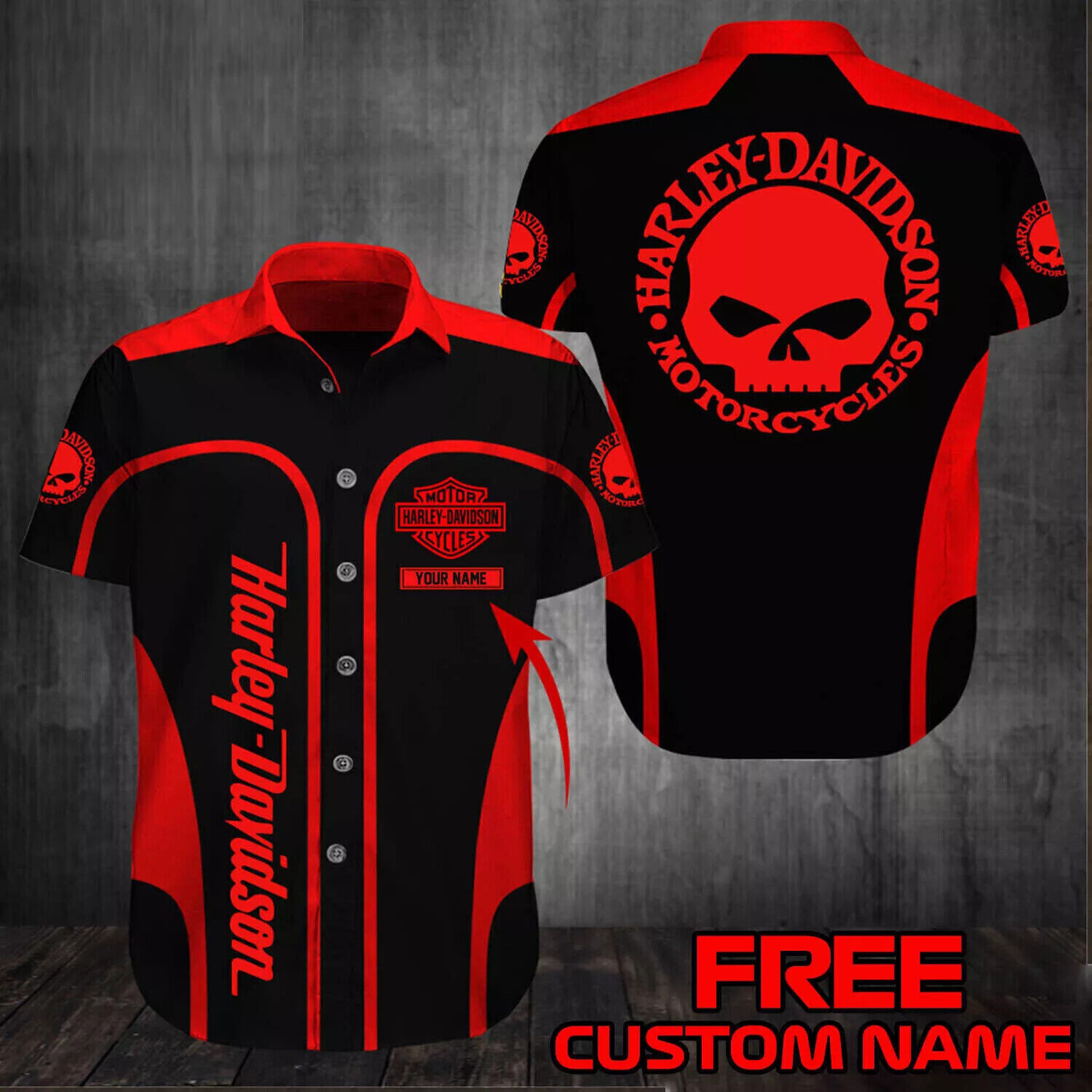 FREE Personalized -Harley-Davidson 3D Printed Hawaiian Shirt Size S-5XL