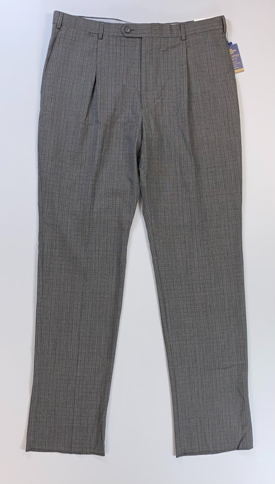 Men’s Hart Schaffner Pleated Chicago Black Plaid Wool UNHEMMED Pants