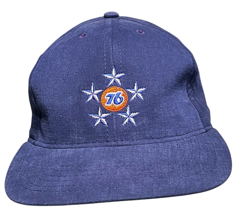 Vintage 76 Unocal Hat Snapback Five Star Blue Made In USA