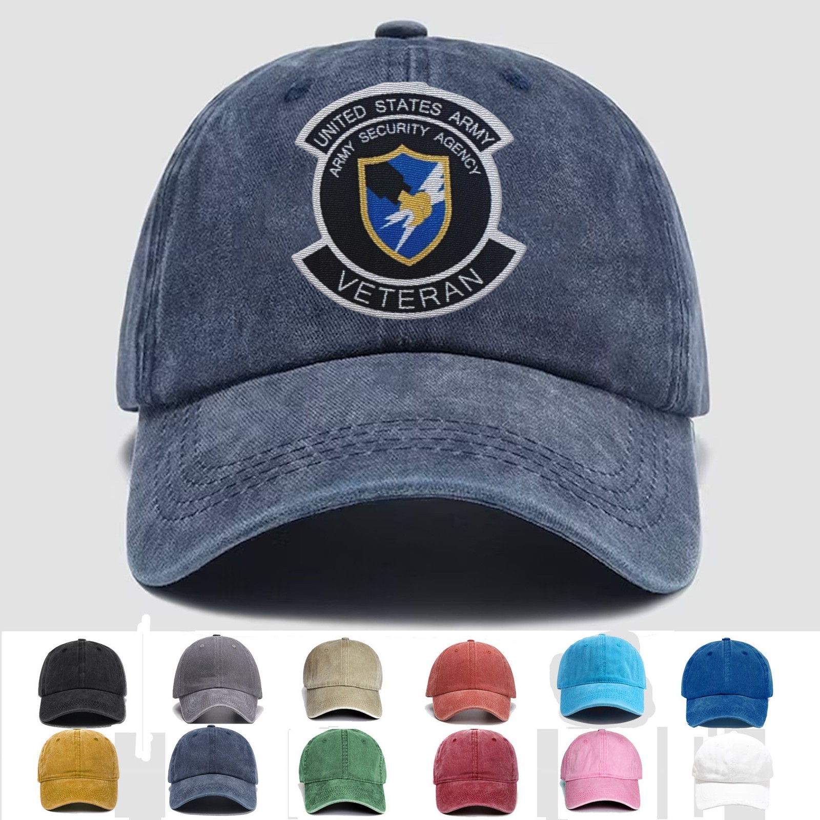 Custom Embroidered Hat US Army ASA Army Security Agency Veteran, Trucker Hat