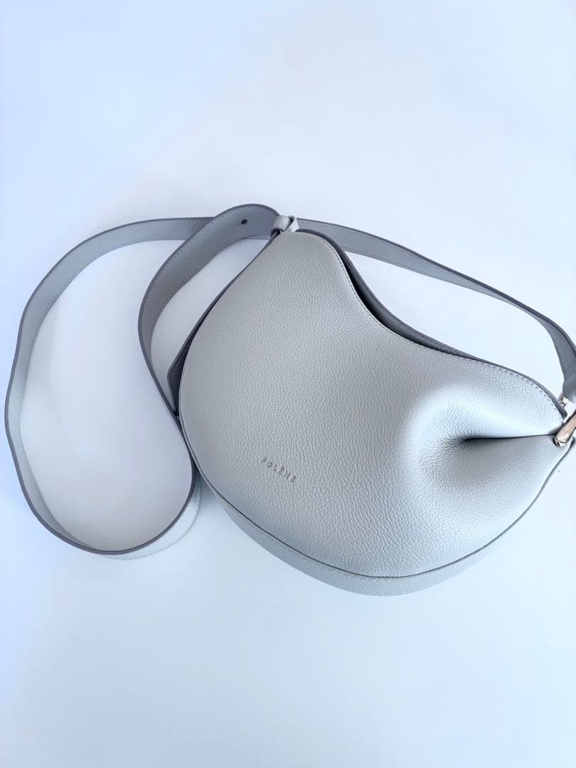 POLENE Tonca Gray Leather Shoulder Bag from Japan